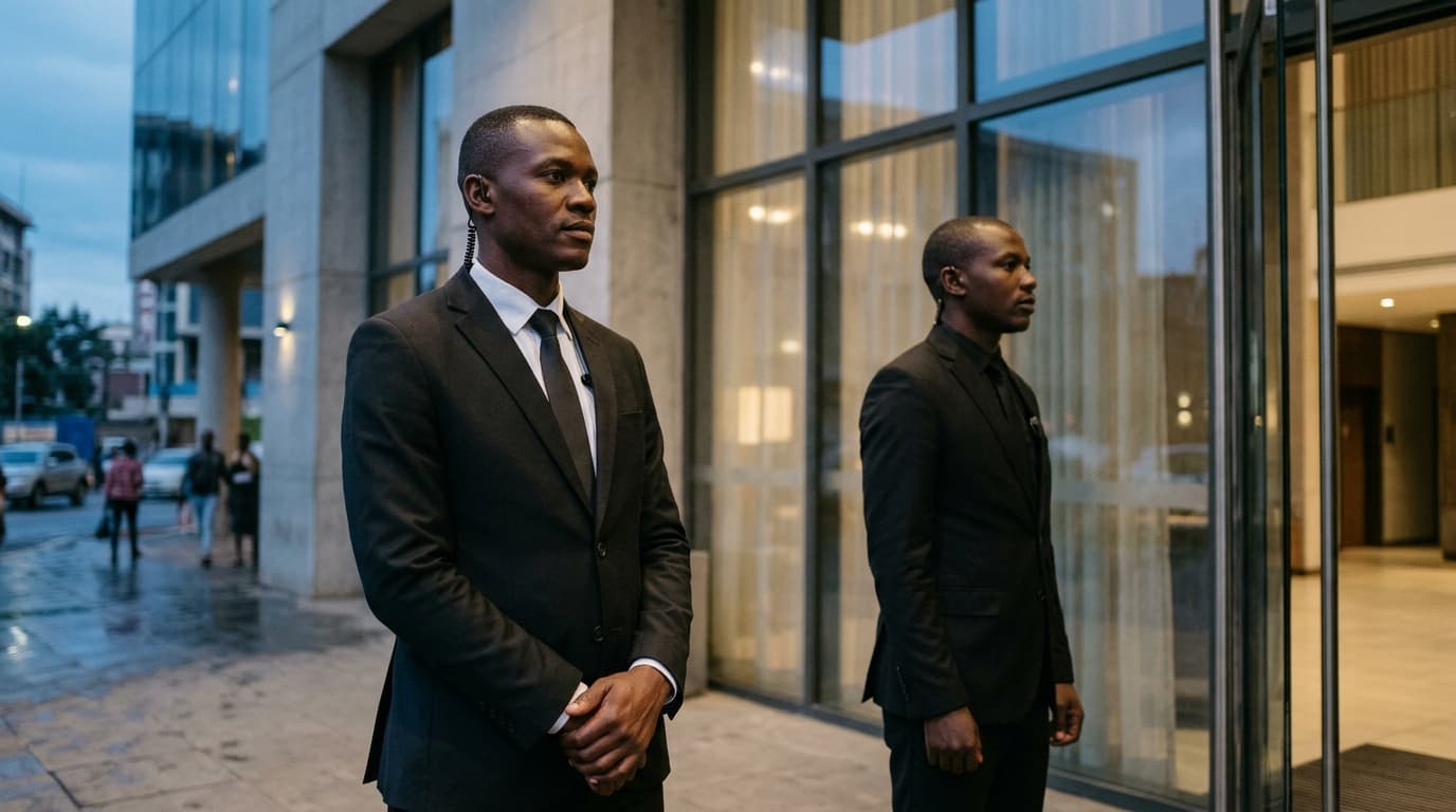 Champion Security professional event security guards and close protection officers at venue entrance